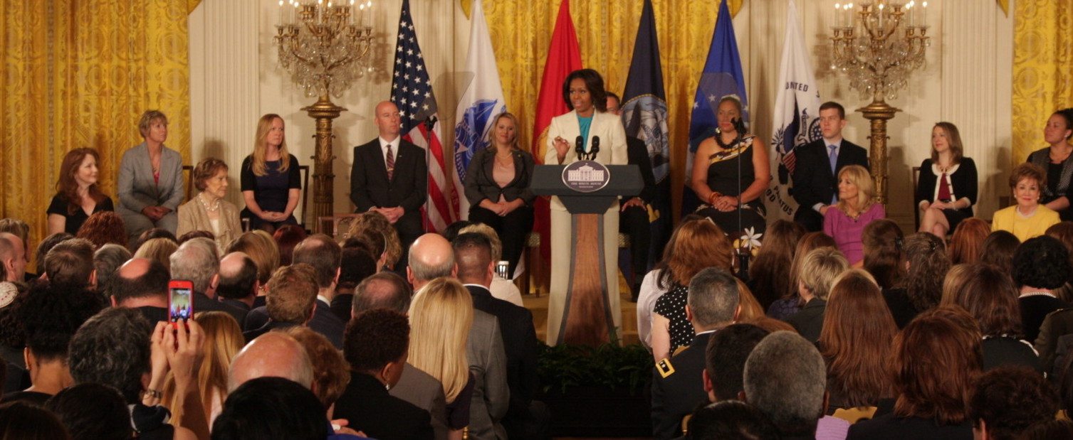 Michelle Obama speaking at the White House